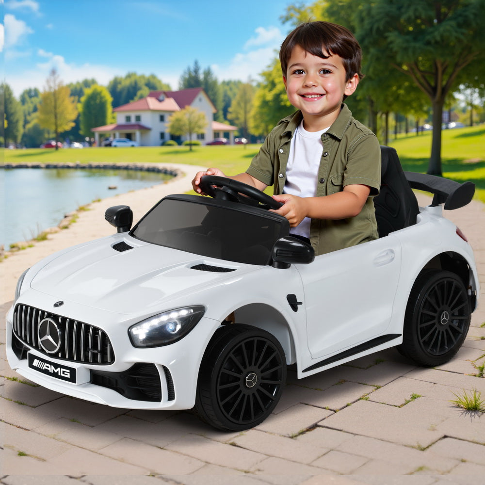 Kids Ride On Car Mercedes-Benz AMG GTR Electric Toy Cars 12V White