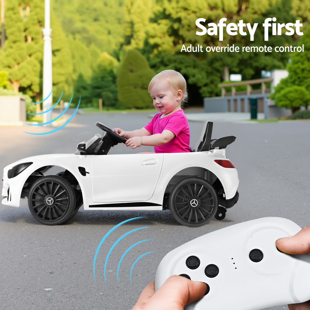 Kids Ride On Car Mercedes-Benz AMG GTR Electric Toy Cars 12V White